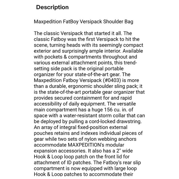 Maxpedition FatBoy Versipack Shoulder Bag / Concealed Carry Utility Bag Travel - Picture 14 of 15